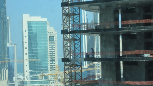Construction Workers Eating Lunch, Doha